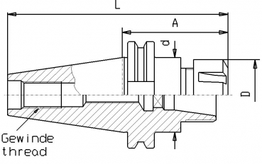 Skizze ANSI-CAT - Reines ANSI-CAT Spannzangenfutter ER  SK40