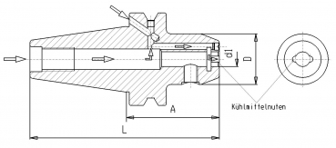 Skizze MAS-BT - Khlmittelnuten Weldon BT40 Form AD/B   G6,3/15.000 Umin